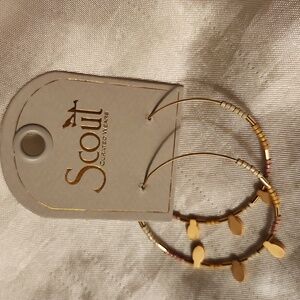 Scout Gold Beaded Hoop Earrings NWT